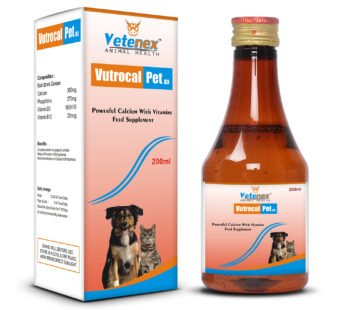VETENEX Vutrocal-Pet D3 – Calcium Syrup with Phosphorus, Vitamin D3 & B12 for Dogs, Puppy and Cats – 200ml